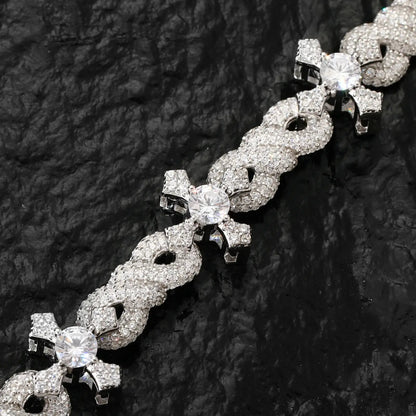 13mm S925 Moissanite Twining Infinity Cross Link Bracelet