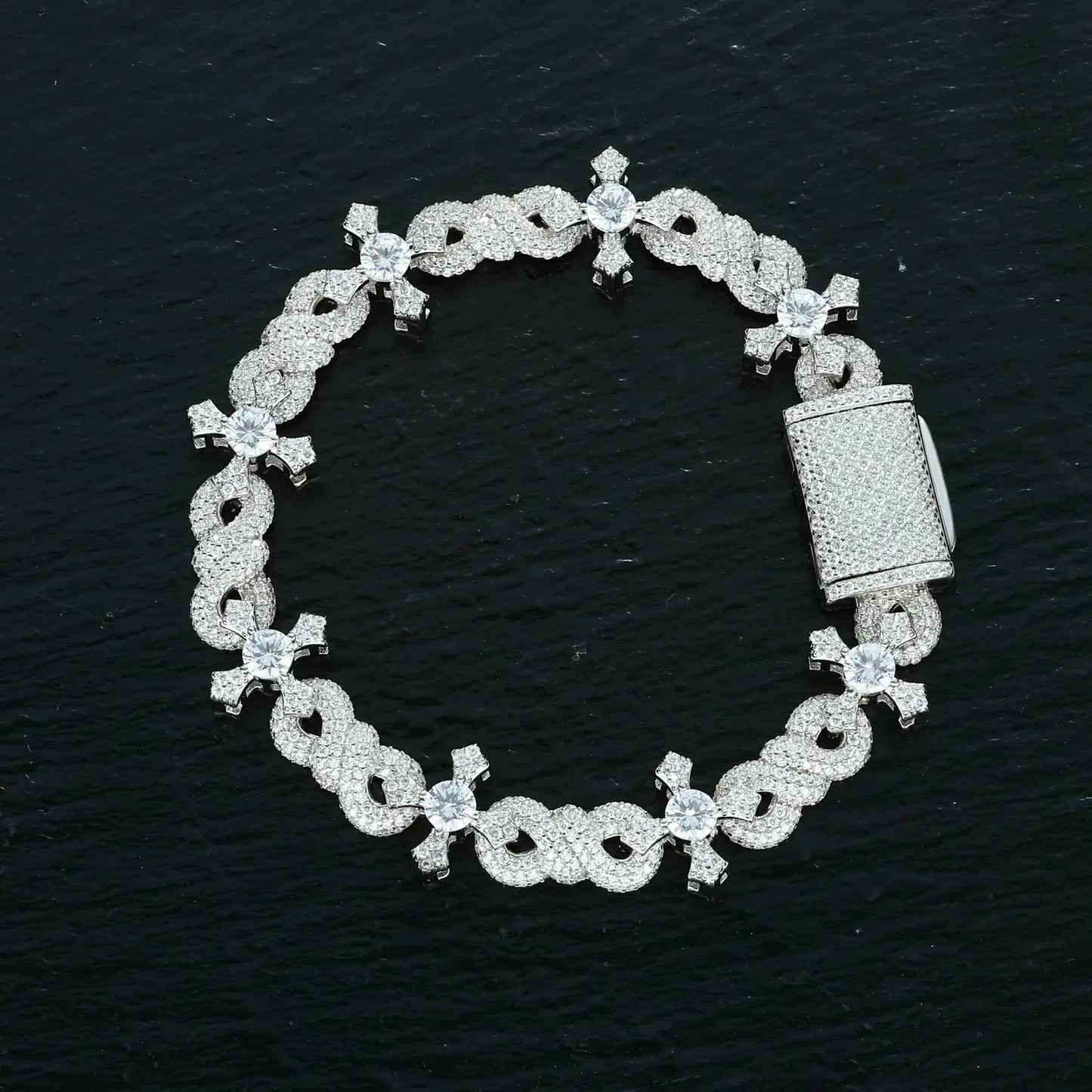 13mm S925 Moissanite Twining Infinity Cross Link Bracelet