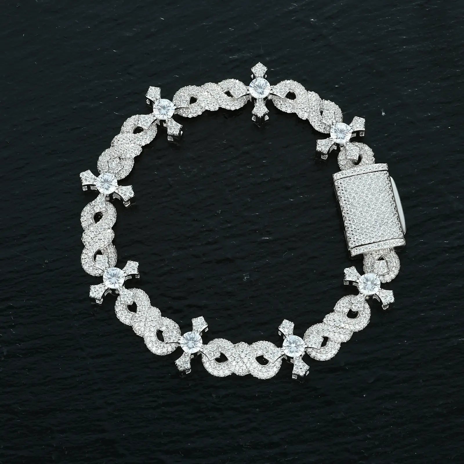 13mm S925 Moissanite Twining Infinity Cross Link Bracelet