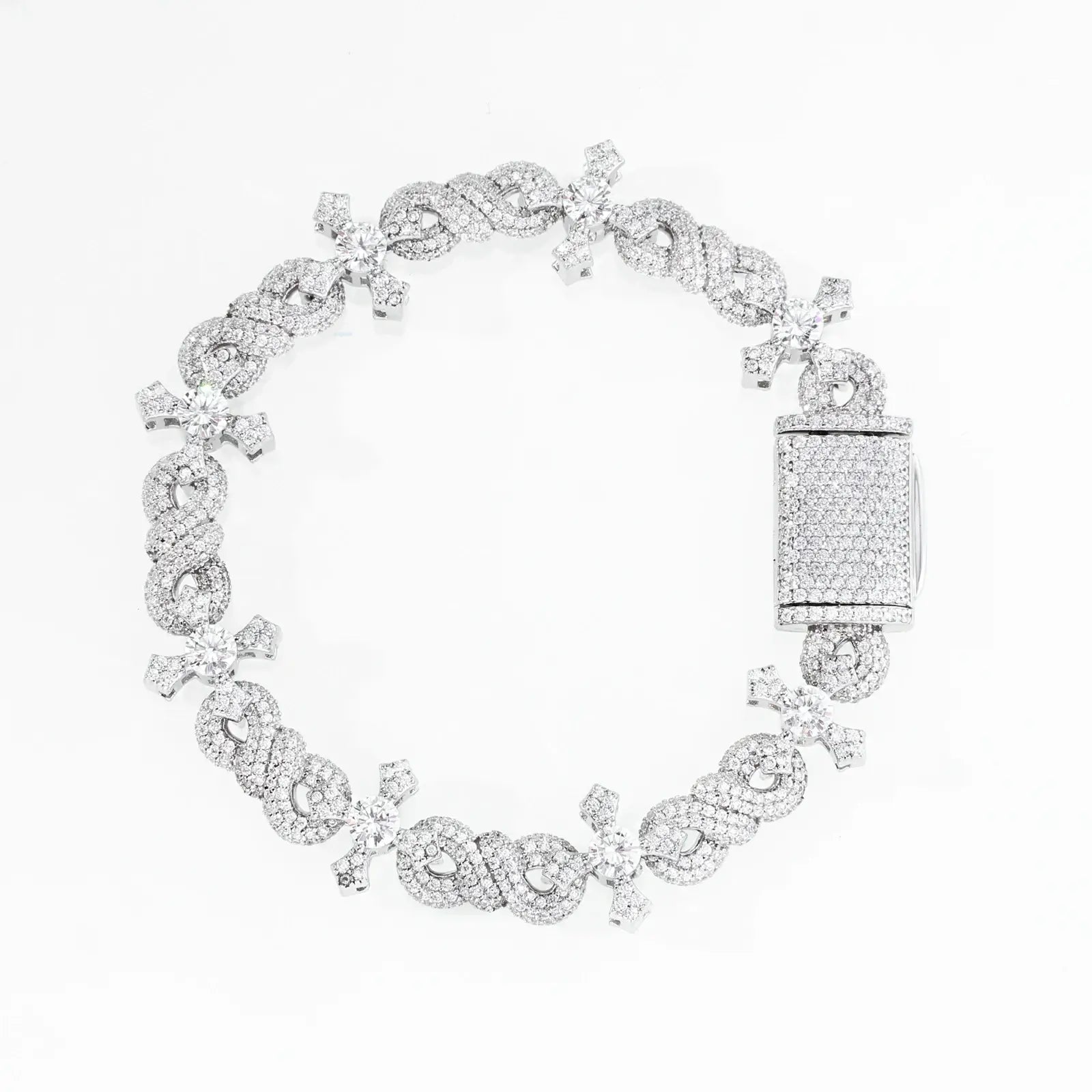 13mm S925 Moissanite Twining Infinity Cross Link Bracelet
