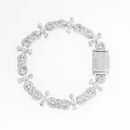 13mm S925 Moissanite Twining Infinity Cross Link Bracelet