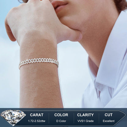 6mm S925 Moissanite Cuban Link Bracelet