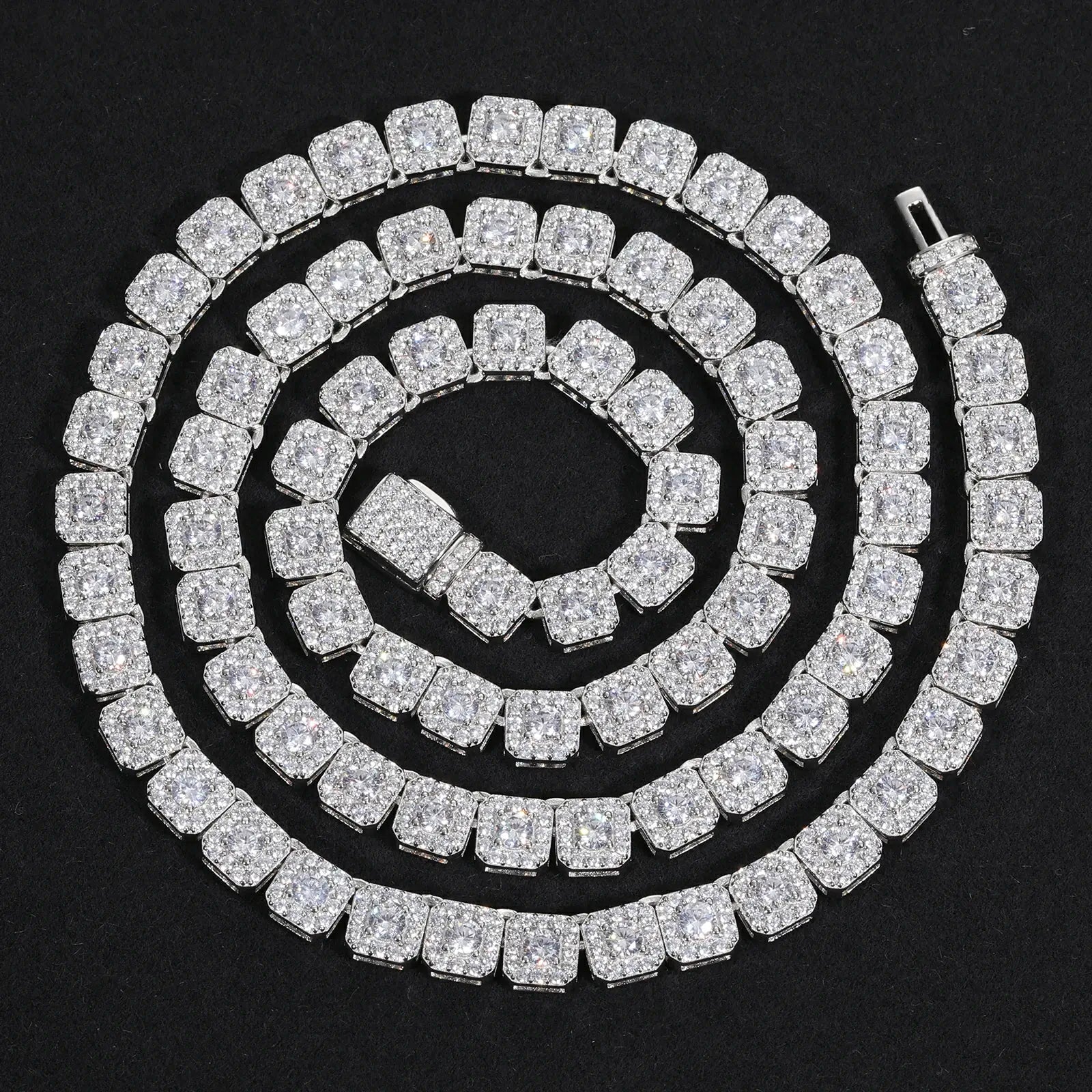 6mm S925 Moissanite Square Halo Tennis Chain