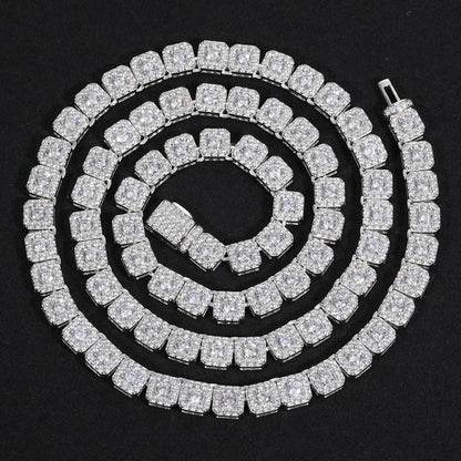 6mm S925 Moissanite Square Halo Tennis Chain