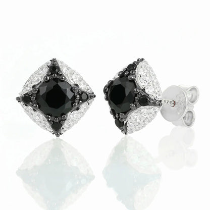 S925 Moissanite Black Four-pointed Star Stud Earrings