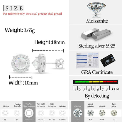 S925 Moissanite Rebellious Stinger Halo Stud Earrings
