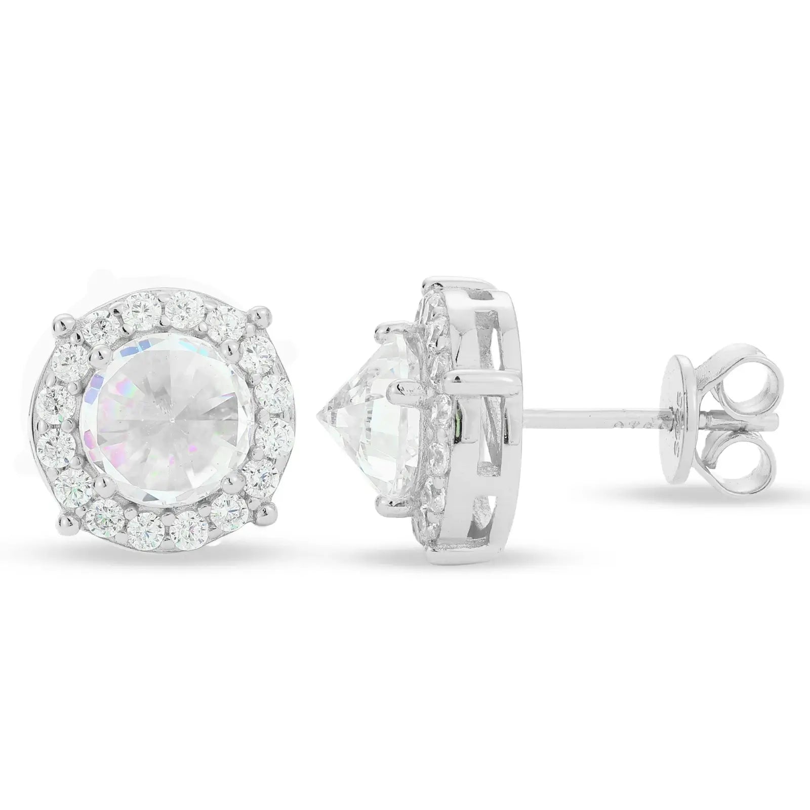 S925 Moissanite Rebellious Stinger Halo Stud Earrings