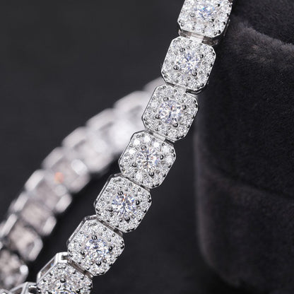 6mm S925 Moissanite Clustered Halo Tennis Bracelet