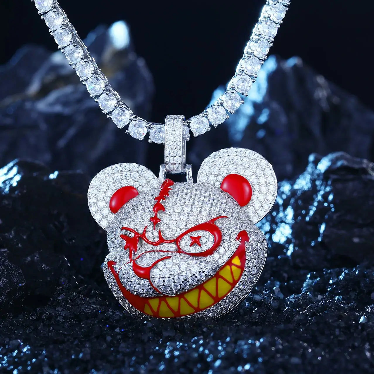 S925 Moissanite Violent Bear Head Pendant