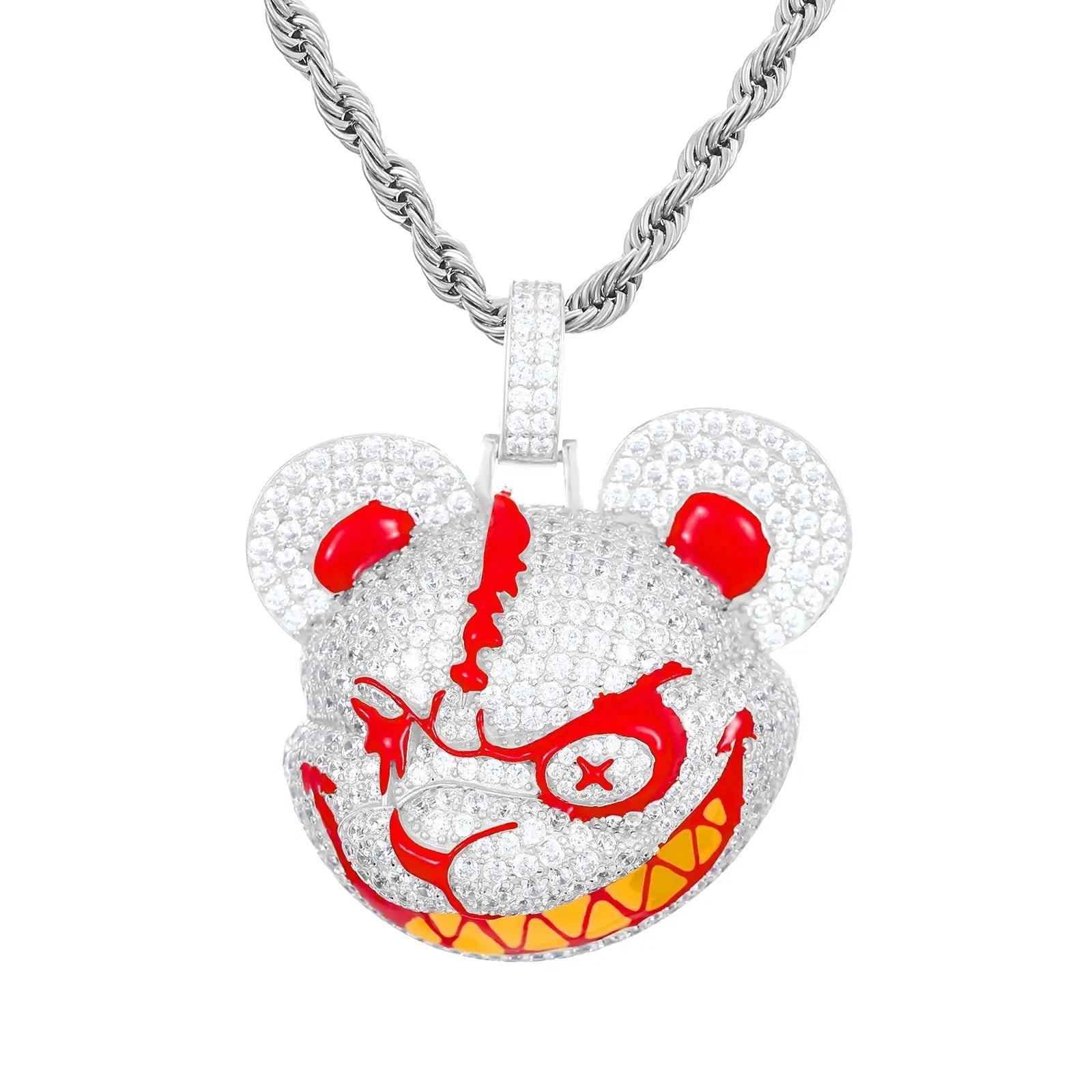 S925 Moissanite Violent Bear Head Pendant