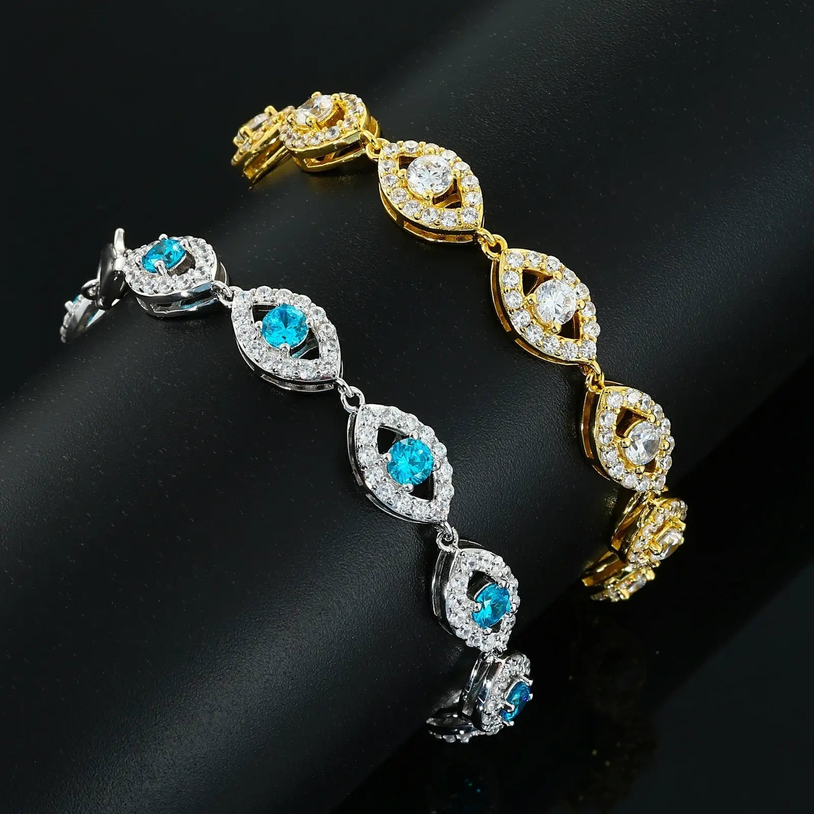 14mm S925 Moissanite Evil Eye Link Bracelet