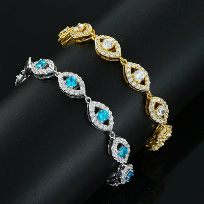 14mm S925 Moissanite Evil Eye Link Bracelet