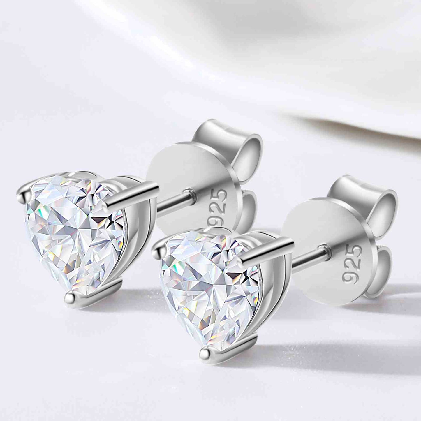 Heart Cut Moissanite Solitaire Stud Earrings