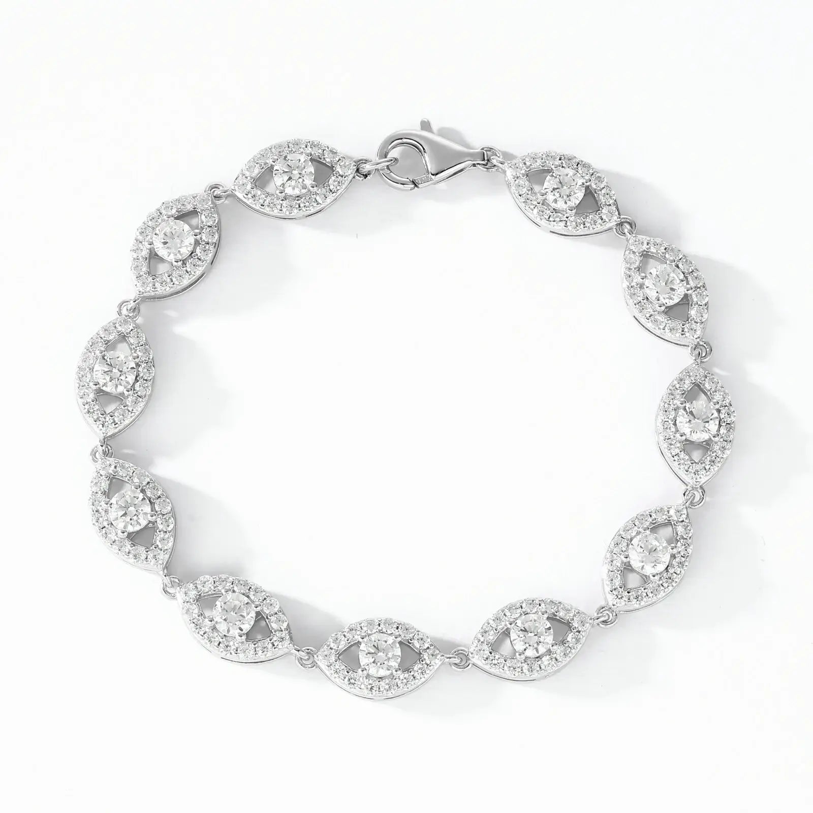 14mm S925 Moissanite Evil Eye Link Bracelet