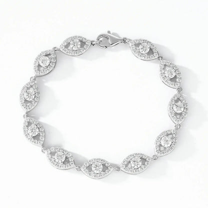 14mm S925 Moissanite Evil Eye Link Bracelet
