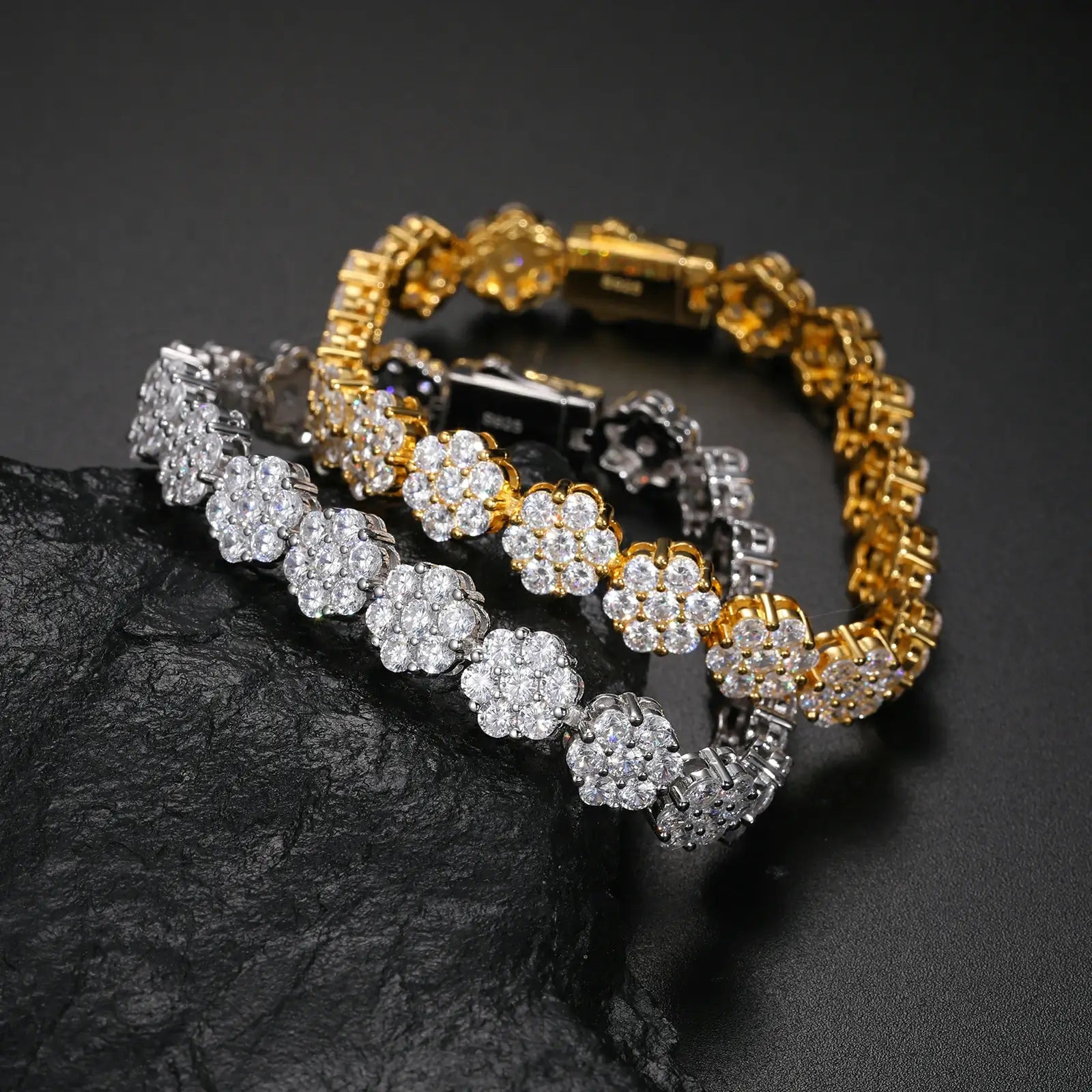 9mm S925 Moissanite Flower Tennis Bracelet