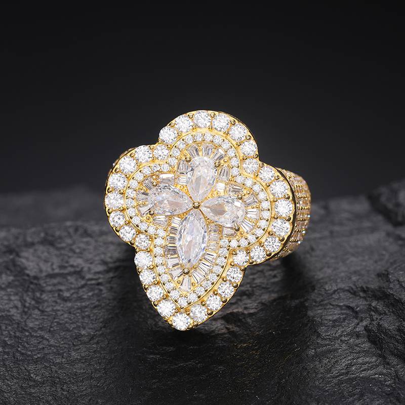 S925 Moissanite Cone Cross Ring