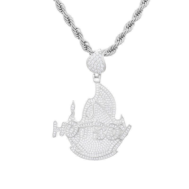 S925 Moissanite Hot Boy Flame Pendant