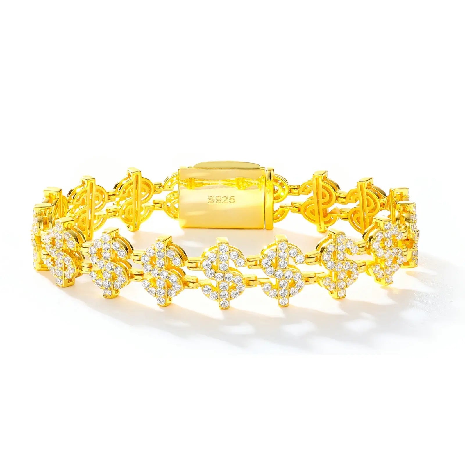 12mm S925 Moissanite US Dollar Link Bracelet