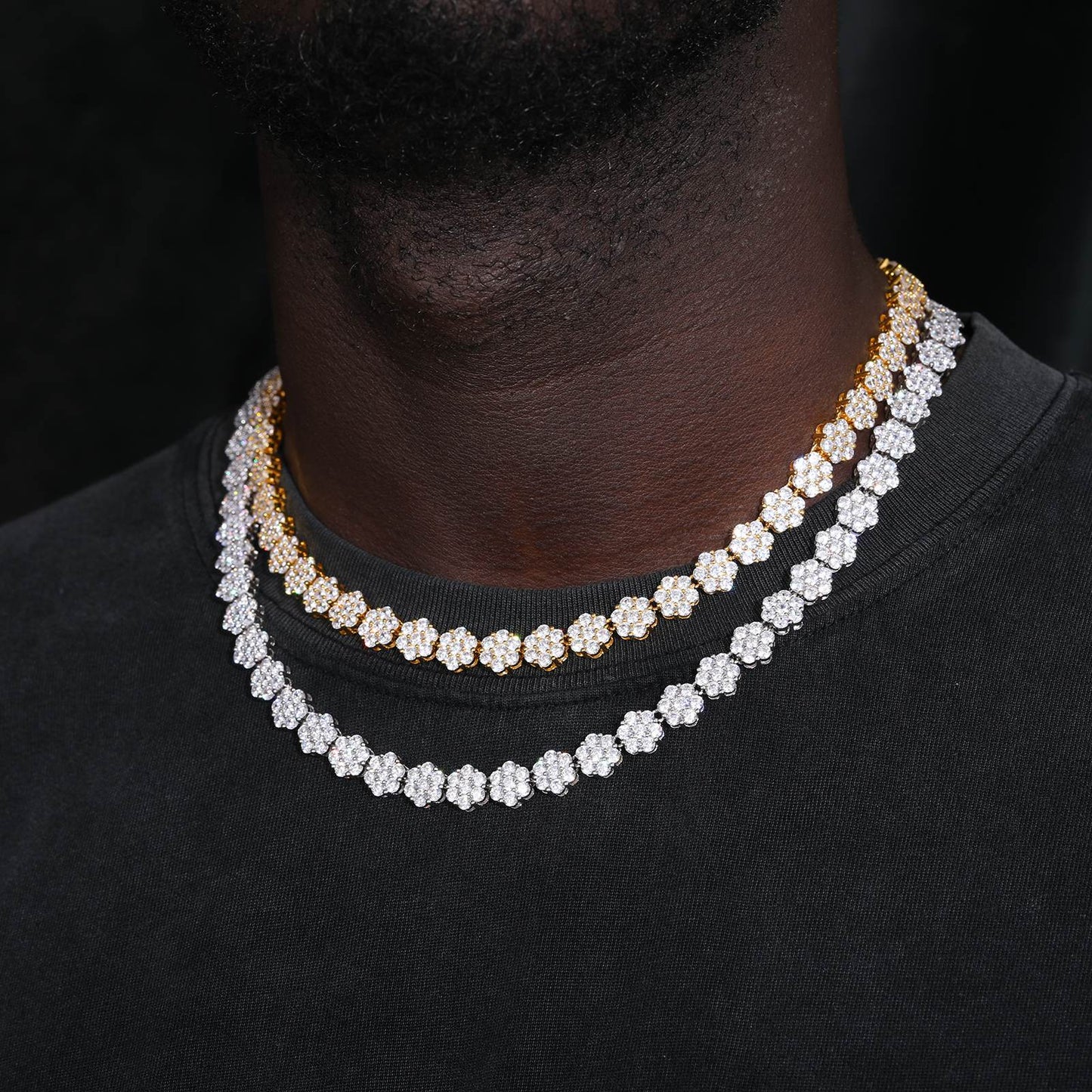 9mm 925 Silver Moissanite Floral Radiance Tennis Chain